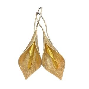 925 Silver & Gold Tone Floral Drop Earrings 5.3g